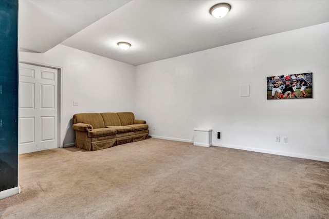 living area featuring carpet floors