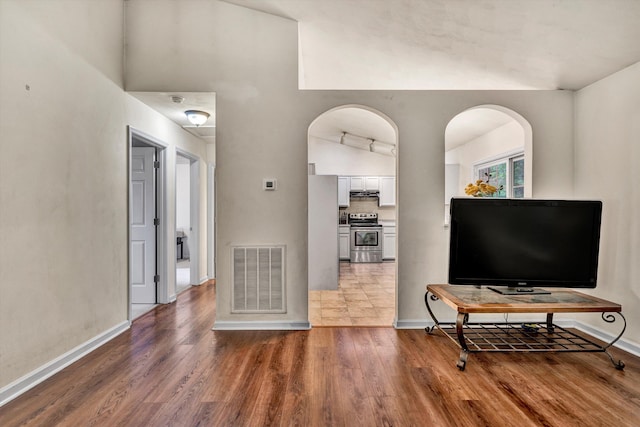 living room featuring hardwood / wood-style flooring