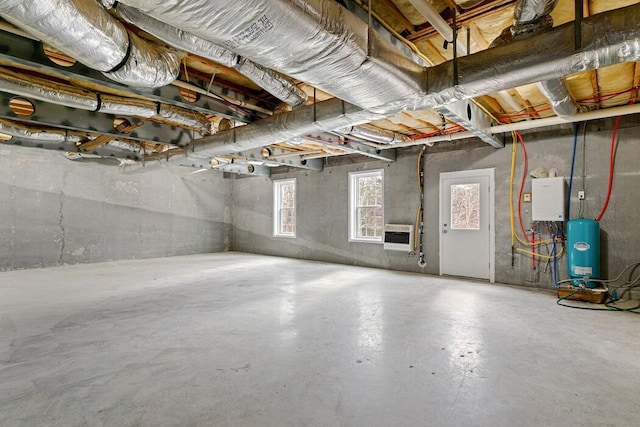 basement with heating unit