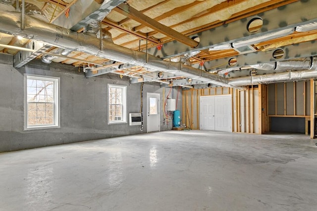 basement featuring heating unit