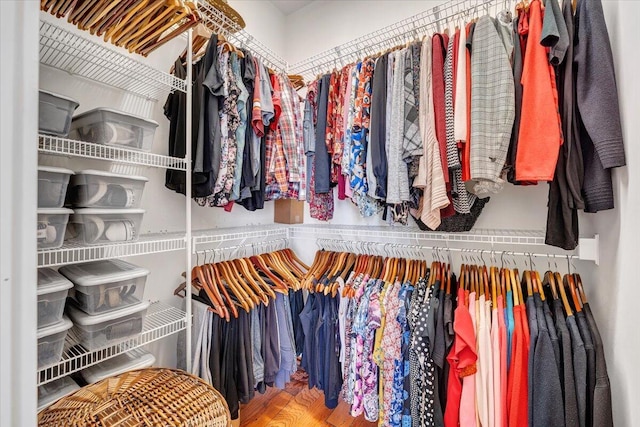 spacious closet featuring wood finished floors