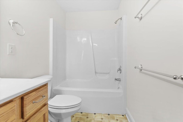 full bathroom with vanity, shower / bathing tub combination, and toilet