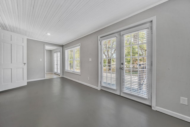 interior space featuring concrete floors and french doors