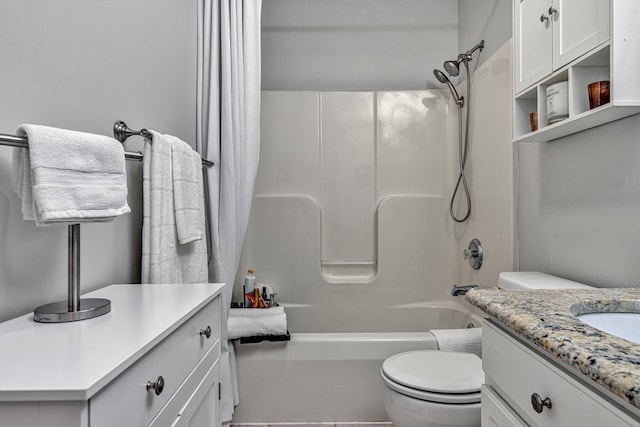 full bathroom featuring vanity, toilet, and shower / bath combo