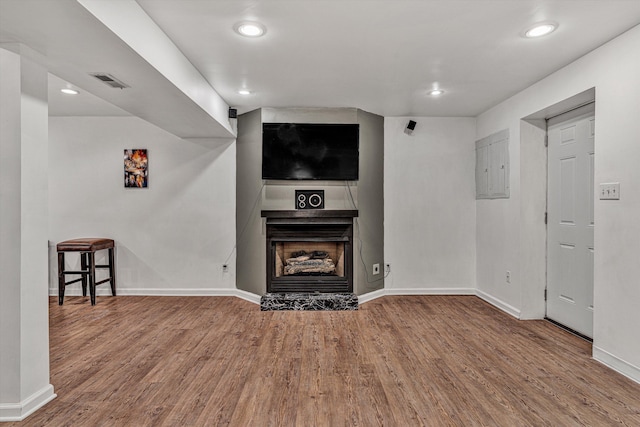 living room with hardwood / wood-style floors