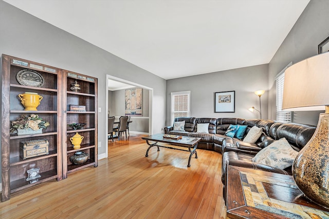 living room with light wood-type flooring