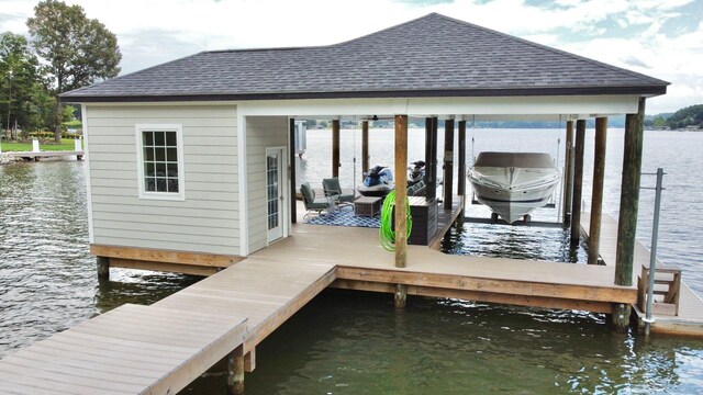 view of dock featuring a water view