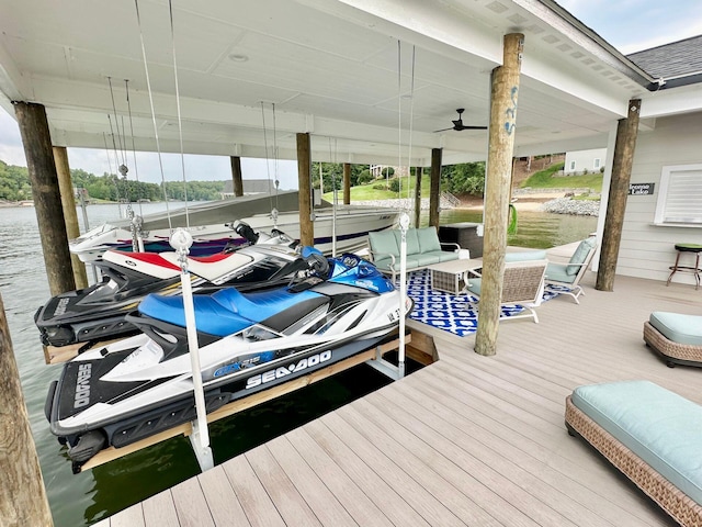 dock area featuring a water view