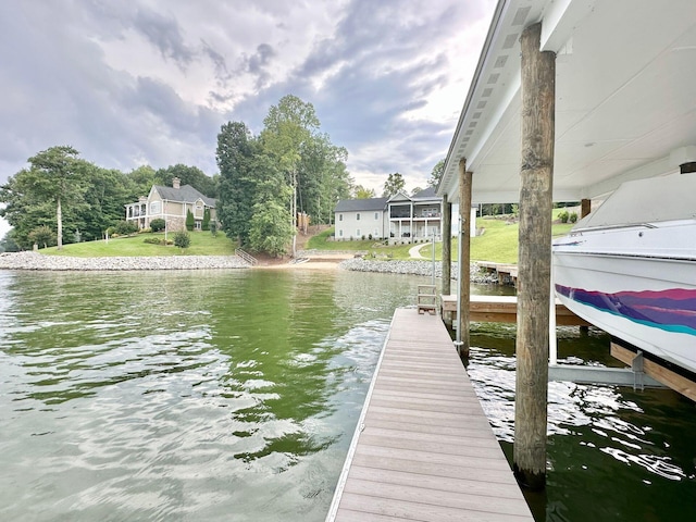 view of dock featuring a water view