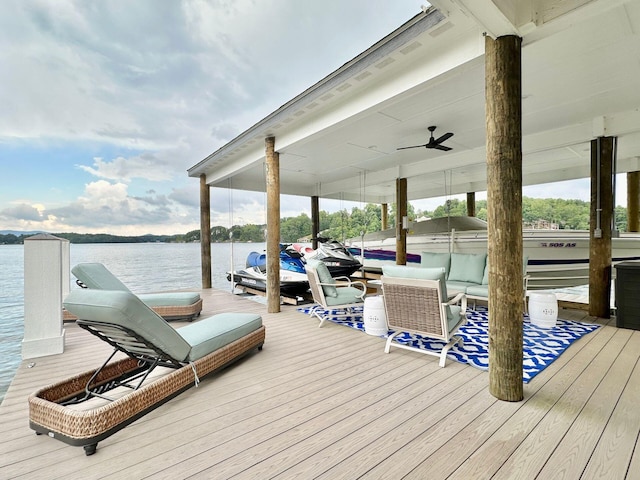 dock area featuring a water view
