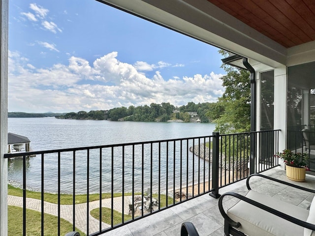 balcony with a water view