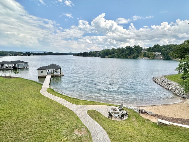 water view featuring a boat dock
