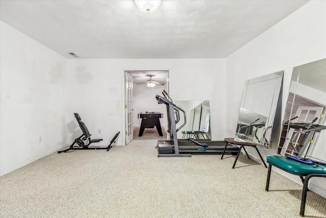 exercise area featuring carpet