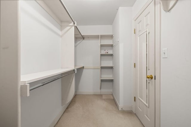 spacious closet featuring light carpet