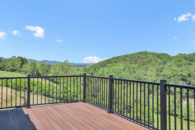 deck with a forest view