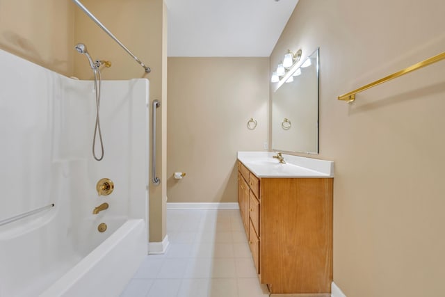 3040 Mcvitty Forest Dr Unit 211, Roanoke, VA 24018 - full bathroom with vanity, tile patterned flooring, baseboards, and shower / bathtub combination