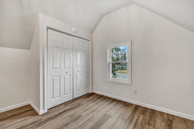 additional living space with lofted ceiling and light wood-type flooring