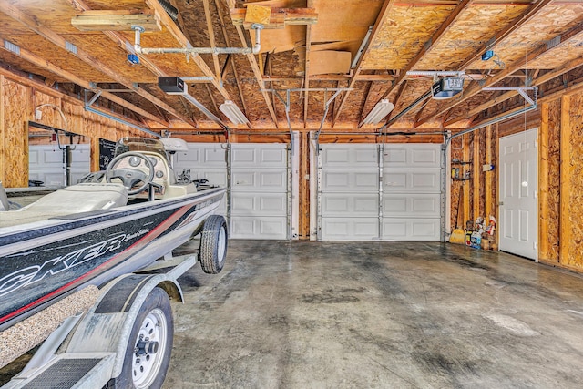 garage with a garage door opener