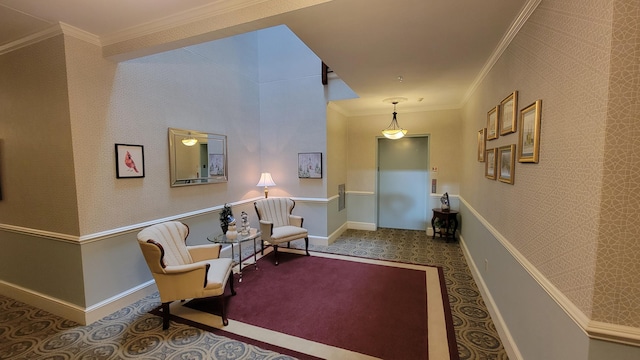 interior space with crown molding