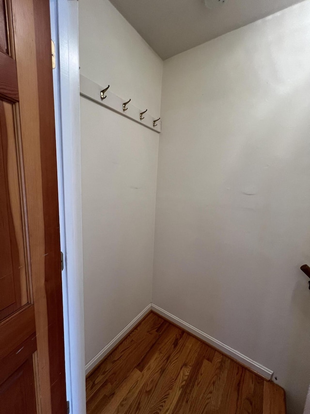 mudroom with hardwood / wood-style flooring