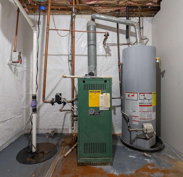 utility room featuring gas water heater