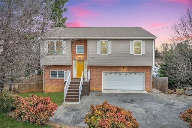 bi-level home with a garage