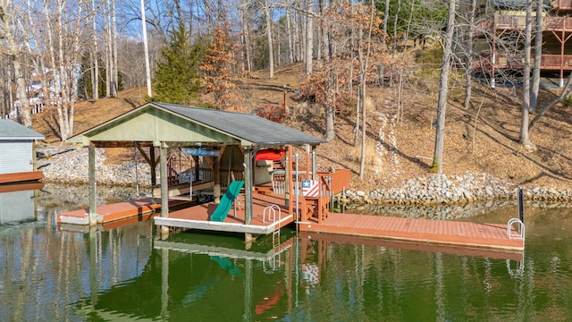 view of dock featuring a water view