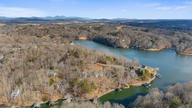 aerial view with a water and mountain view