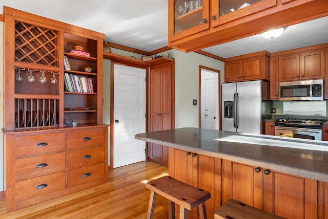 kitchen featuring light hardwood / wood-style floors and appliances with stainless steel finishes