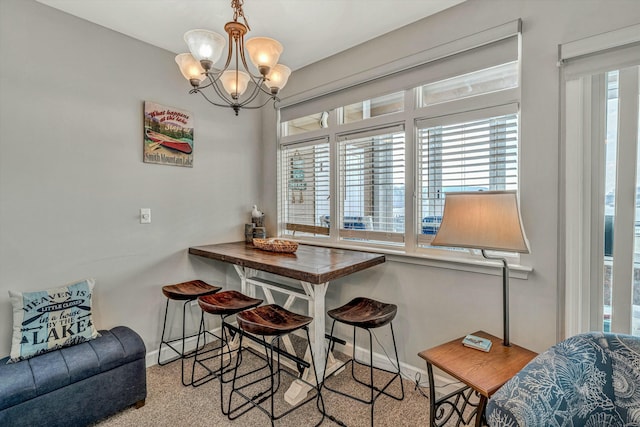 dining room with an inviting chandelier