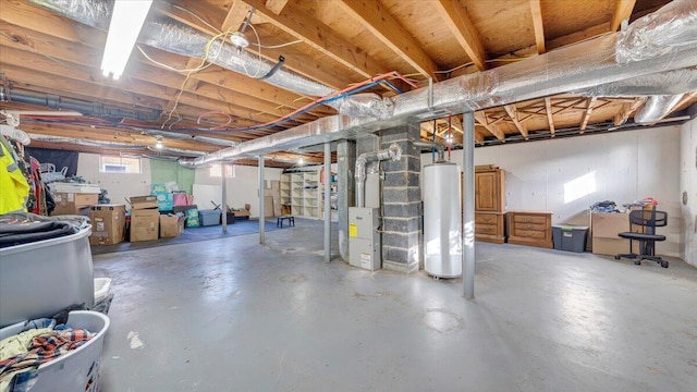 basement with water heater