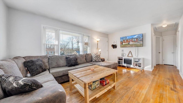 living room featuring light hardwood / wood-style floors