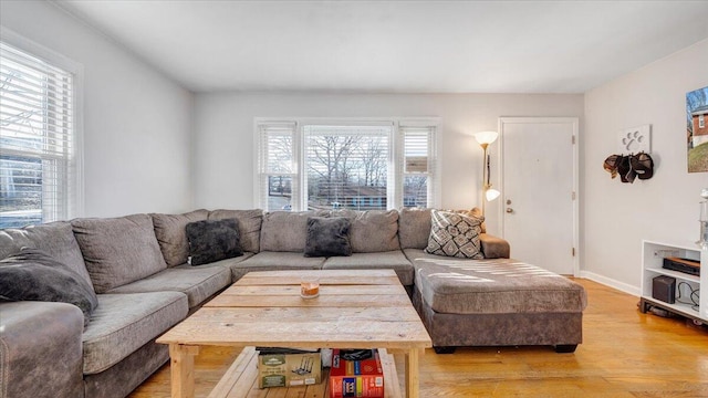 living room featuring light hardwood / wood-style floors