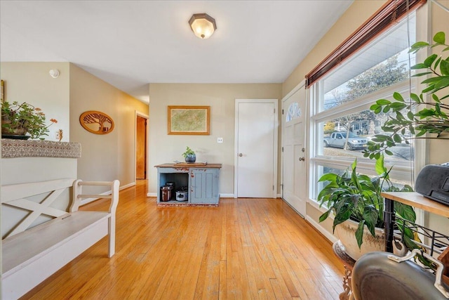 entryway with light hardwood / wood-style floors