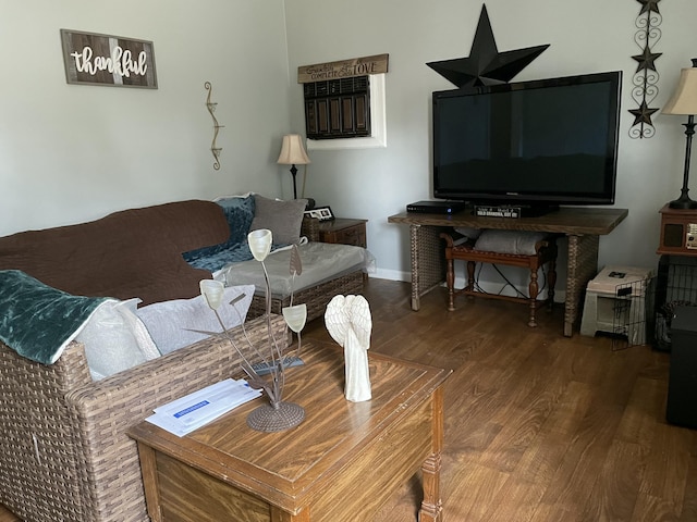 living room with hardwood / wood-style floors