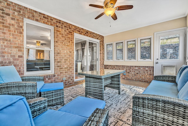 view of patio / terrace featuring an outdoor living space and ceiling fan