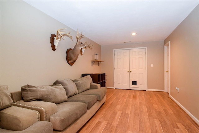 living room with light wood-type flooring