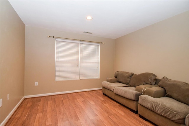 living room featuring light wood-type flooring