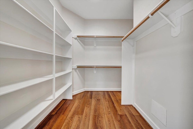 walk in closet with hardwood / wood-style flooring