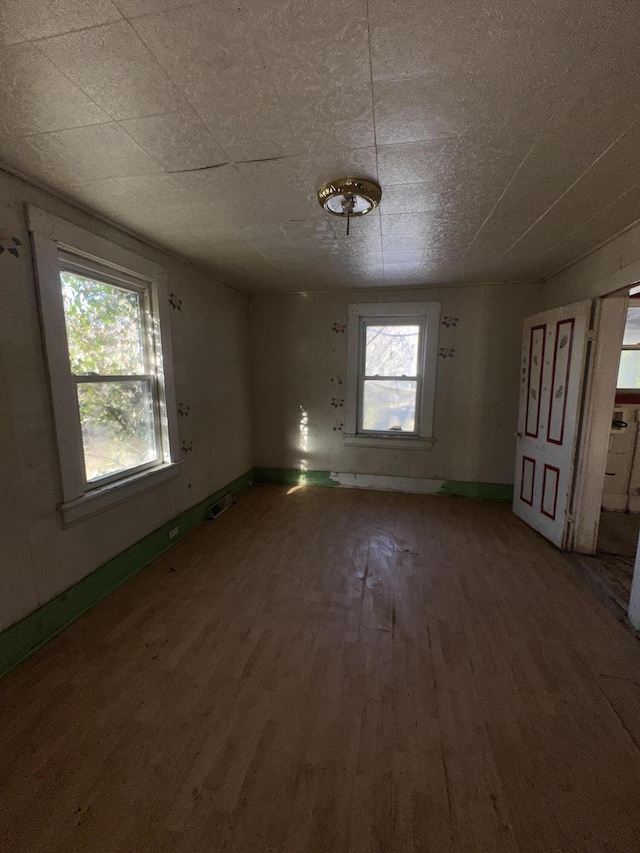 empty room with plenty of natural light and hardwood / wood-style floors