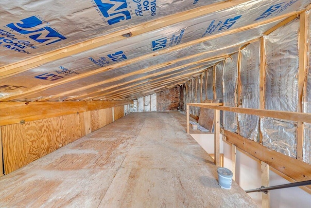 view of unfinished attic
