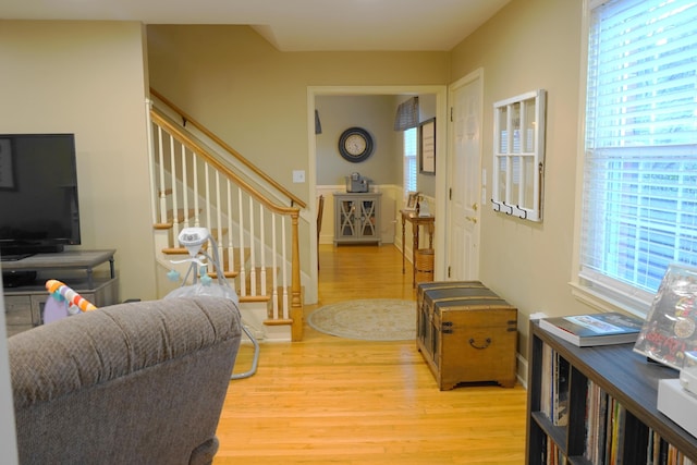 living room with wood-type flooring