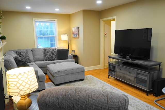 living room featuring light hardwood / wood-style flooring