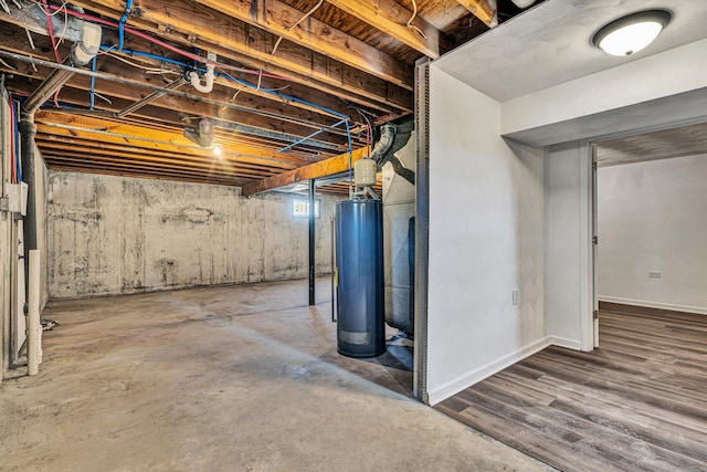 basement featuring gas water heater