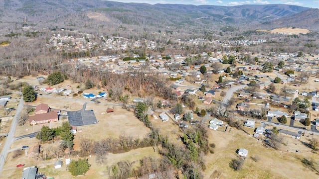 bird's eye view with a mountain view