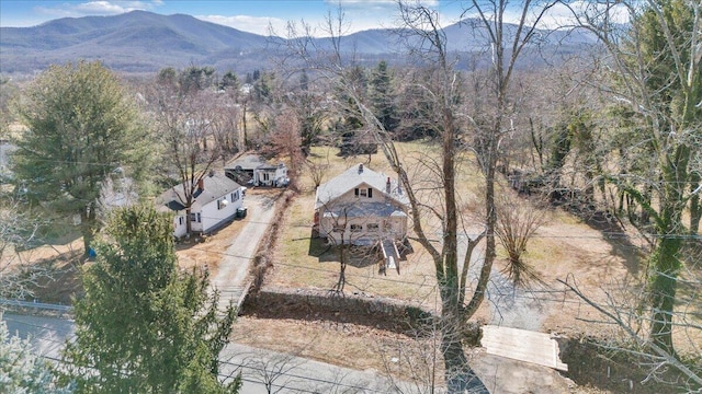 birds eye view of property featuring a mountain view