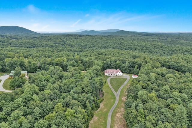 bird's eye view with a mountain view