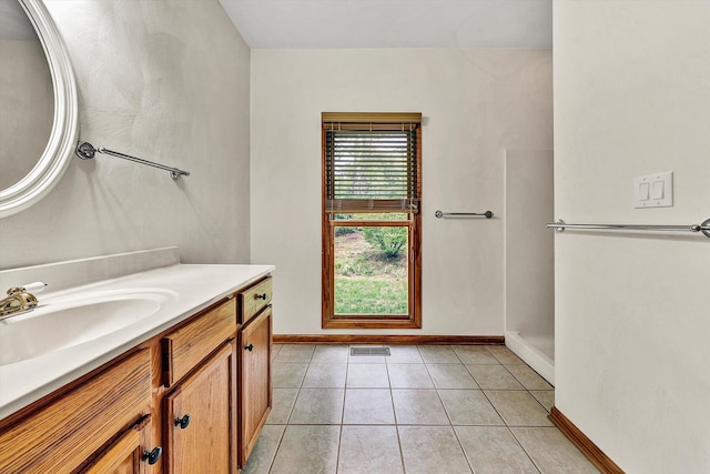 bathroom featuring vanity and tile patterned floors