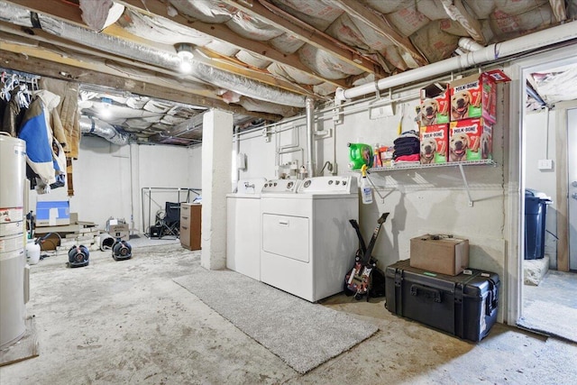 basement with washer and dryer