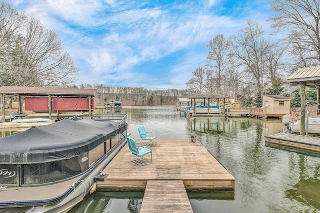 dock area featuring a water view